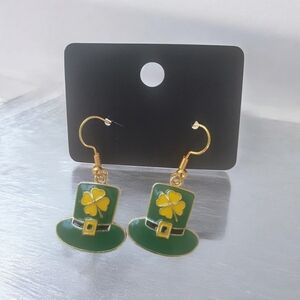 Leprechaun Shamrock Hat Earrings